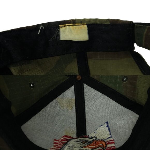 Bald Eagle USA Flag Camo Strapback Cap Embroidered Curved Brim Baseball Hat - Picture 8 of 13